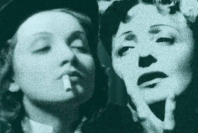 Two people looking washed out and tired, one smoking a cigarette.