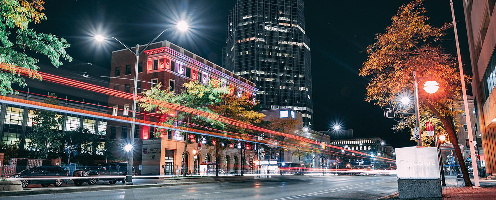 Downtown London, Ontario at night