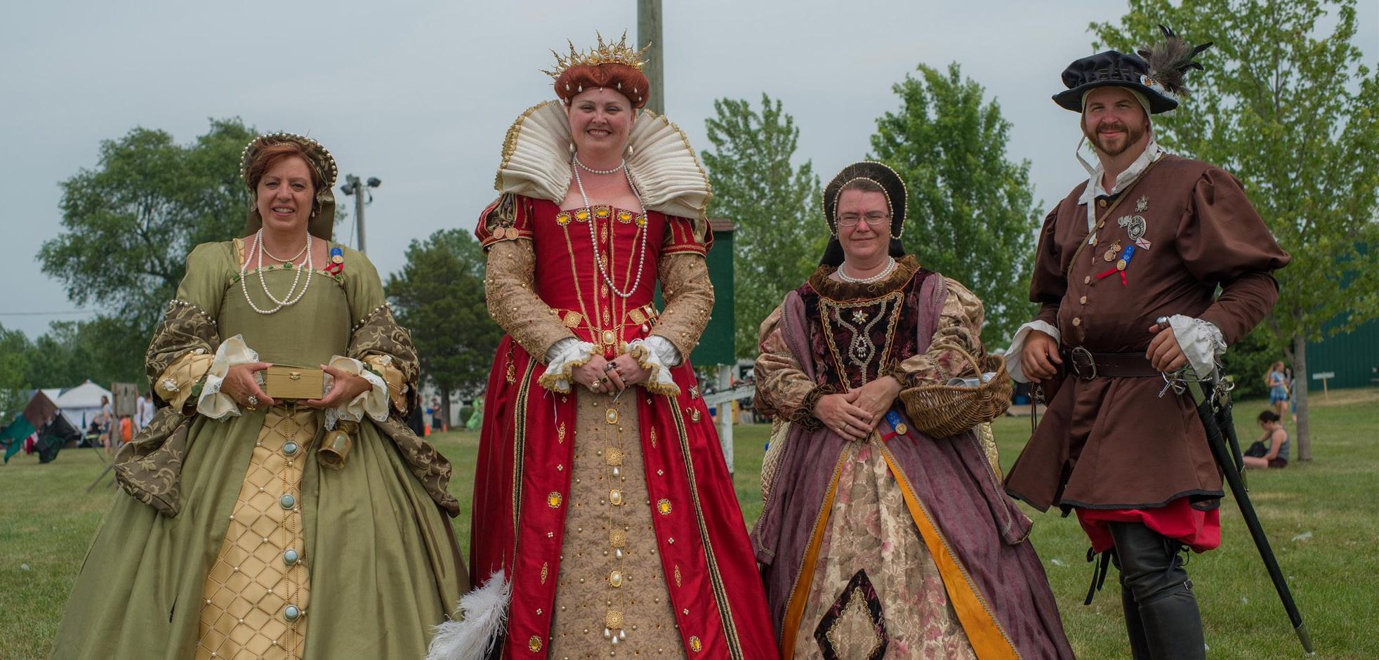 People dressed in period costumes for Oxford Renaissance Festival.