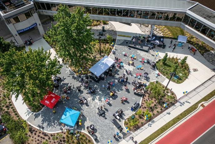 aerial shot of marketing booth