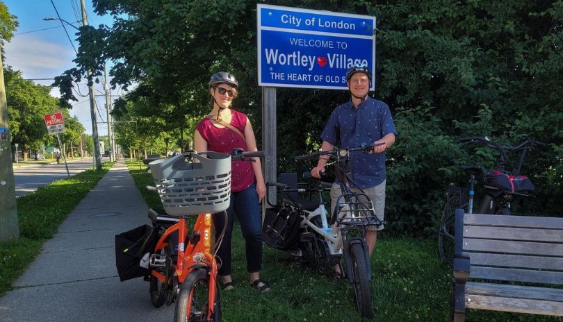 Bicyclist at Wortley Village 