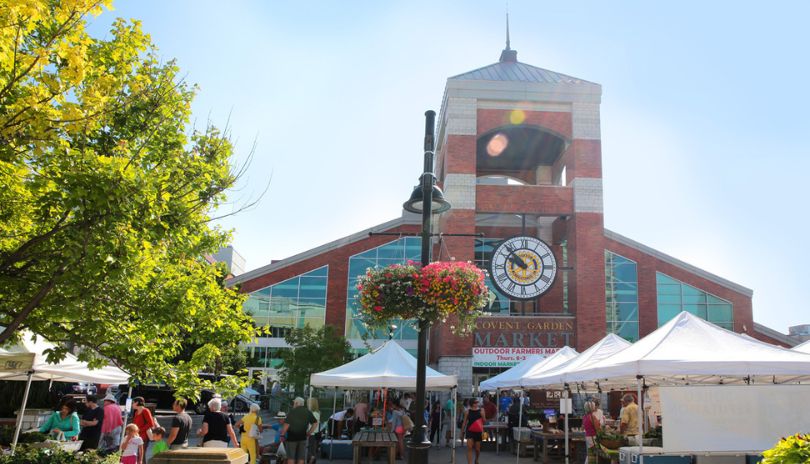 Covent Garden Market on a bright sunny day.
